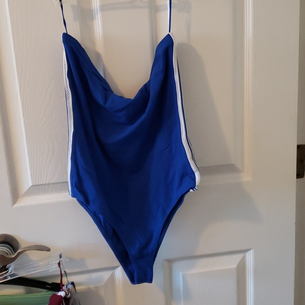 Blue notes strapless bodysuit